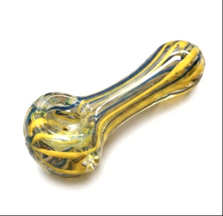Yellow & Blue Swirl Glass Spoon Pipe