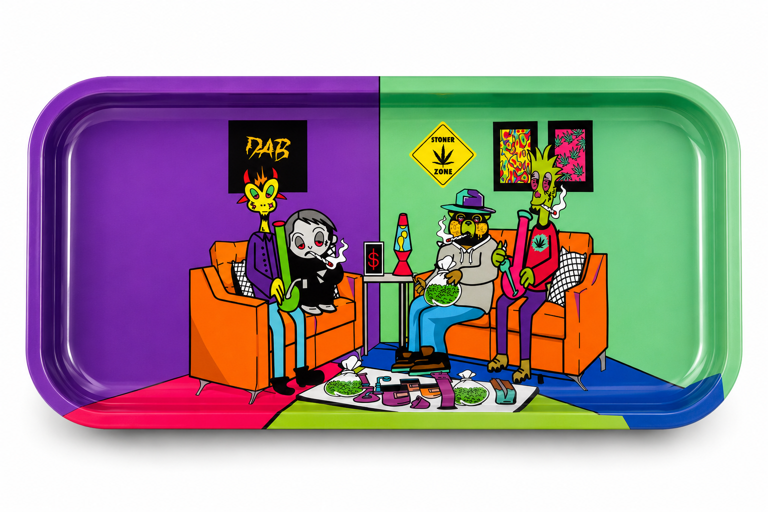 Stoner Zone Cartoon Metal Rolling Tray