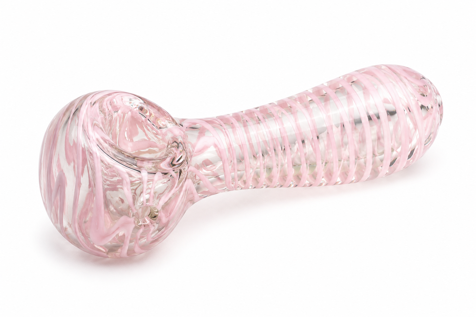 Pink Swirl Glass Spoon Pipe
