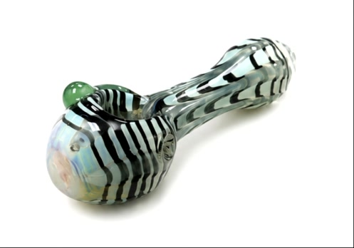 Zebra Stripe Glass Spoon Pipe