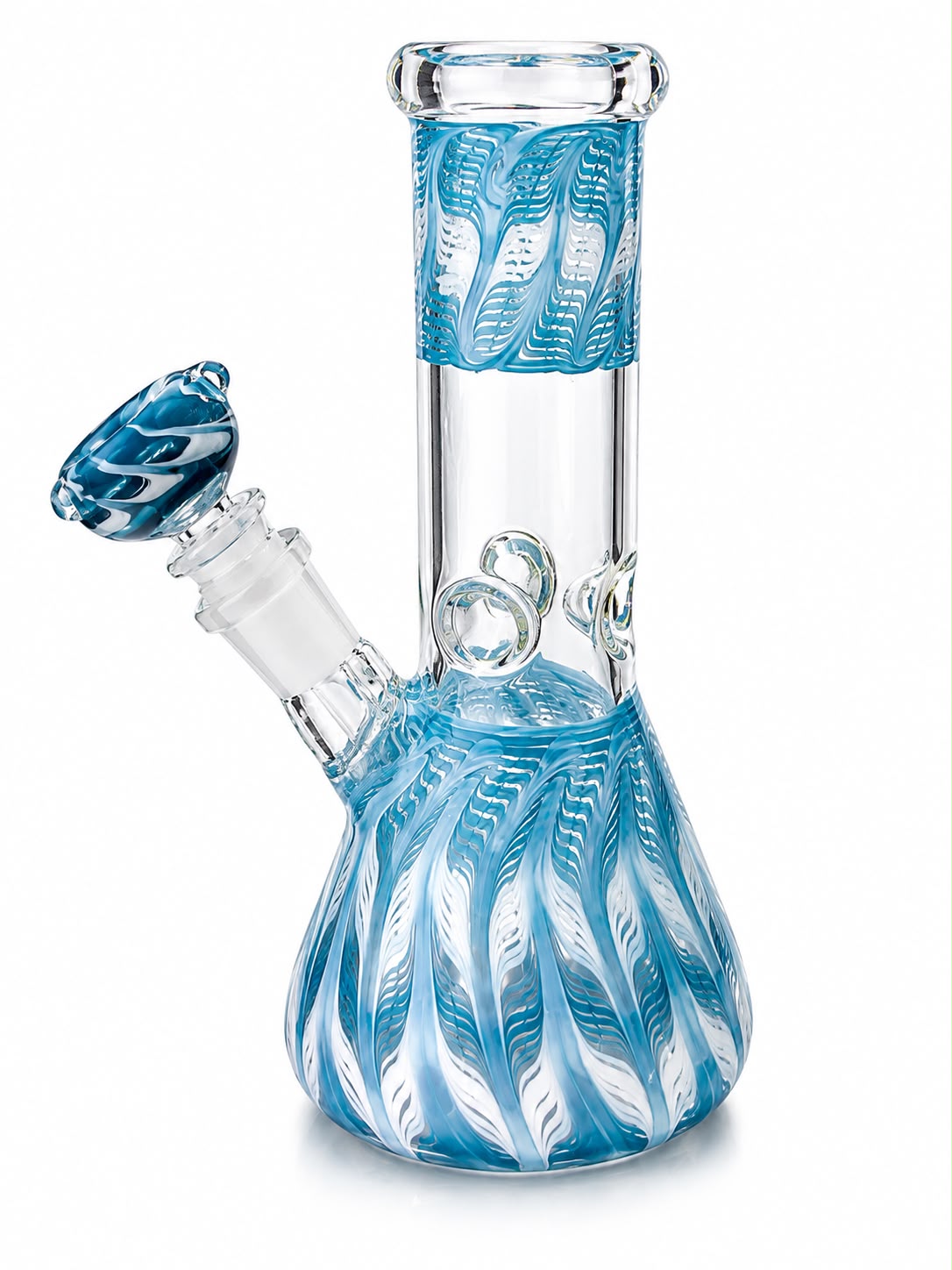 Blue Rake Swirl Beaker Bong