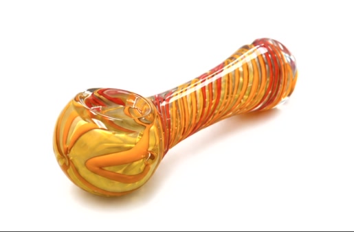 Orange & Red Swirl Glass Spoon Pipe