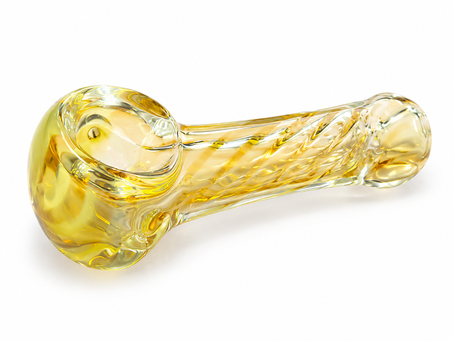 Gold Fumed Swirl Glass Spoon Pipe