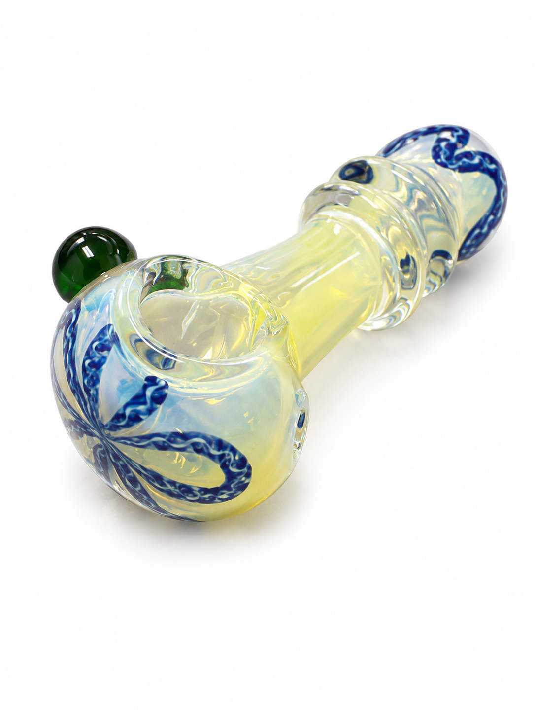 Fumed Glass Spoon Pipe with Blue Accents